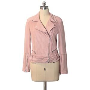 Luxe Stunning LYSSE Pink Ultra Faux Suede Soft Motorcycle Moto Jacket M